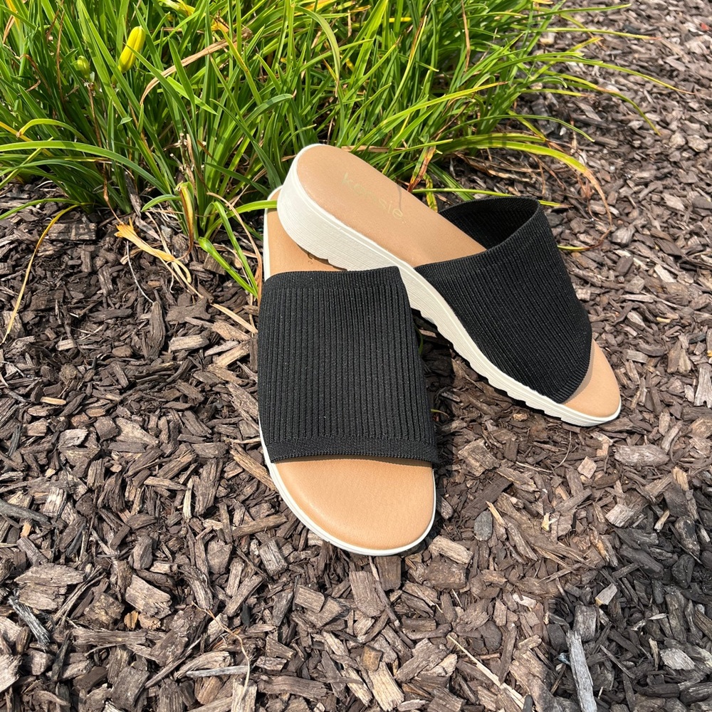 Kenzie Black and Tan Mules